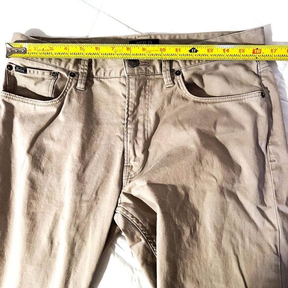 Polo Ralph Lauren Pants 32x32 Tan Khaki Varick Slim Straight Stretch Chino - Picture 12 of 15